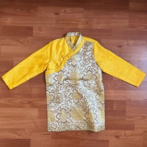VIETNAMESE | Gold Yellow Traditional Dress Aó Dài Toddler Boy Asian Collar